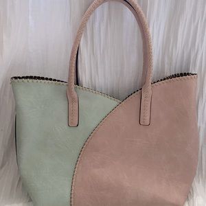 Beautiful Large Rose and Light Green Bag. EUC